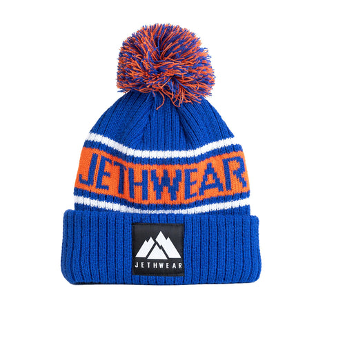 JW PomPom Beanie - Blue/Orange