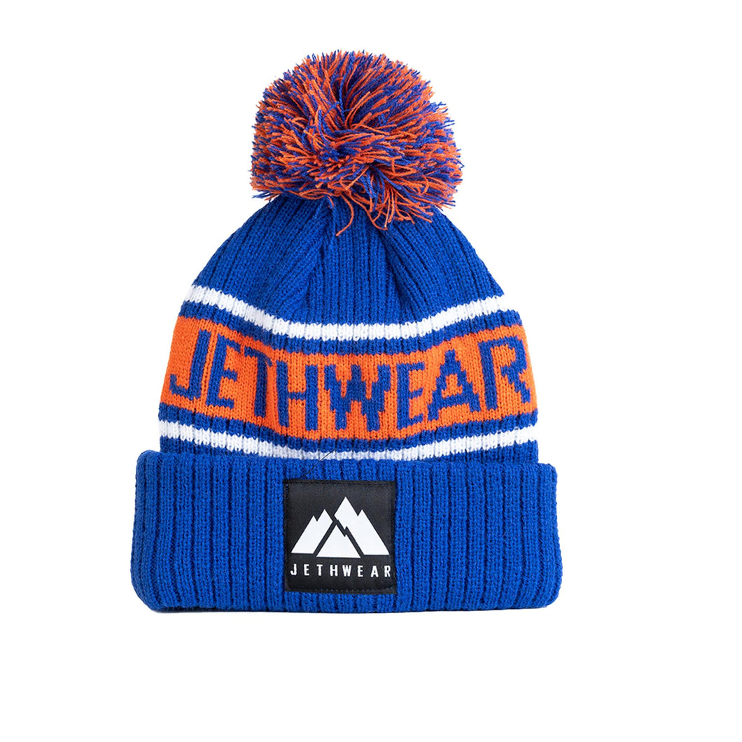 JW PomPom Beanie - Blue/Orange