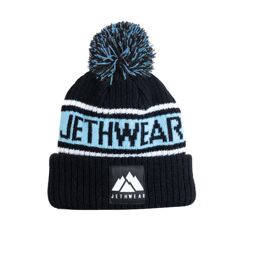 JW PomPom Beanie - Black/Blue