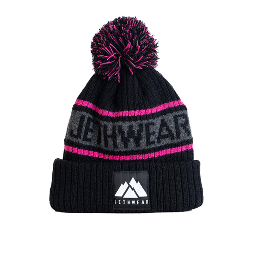 JW PomPom Beanie - Black/Pink